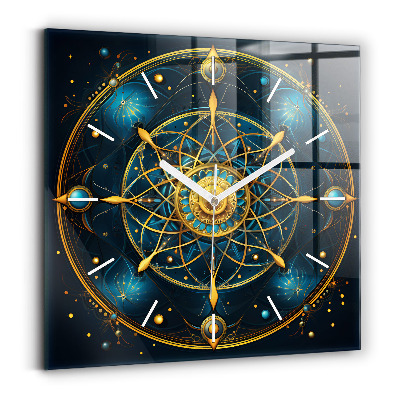 Square glass wall clock Horoscope clock