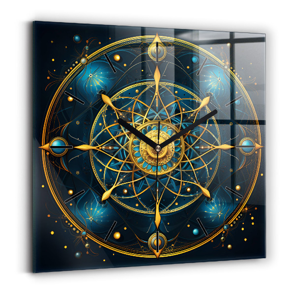 Square glass wall clock Horoscope clock