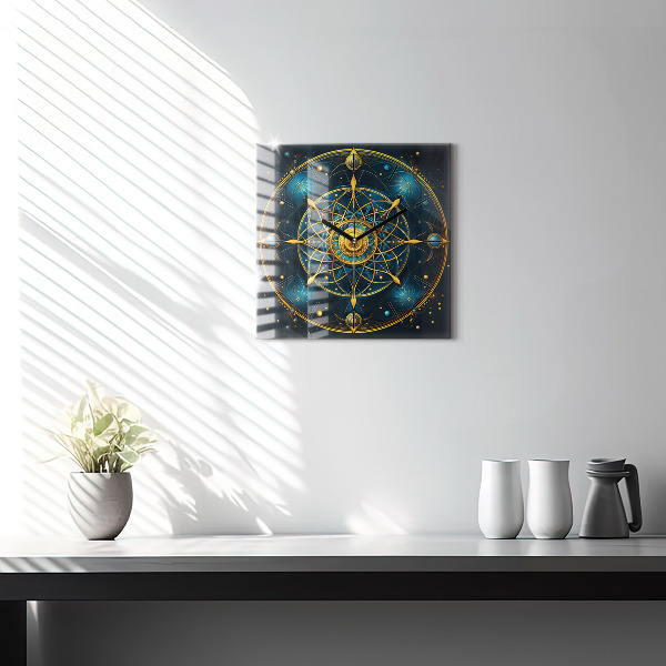 Square glass wall clock Horoscope clock