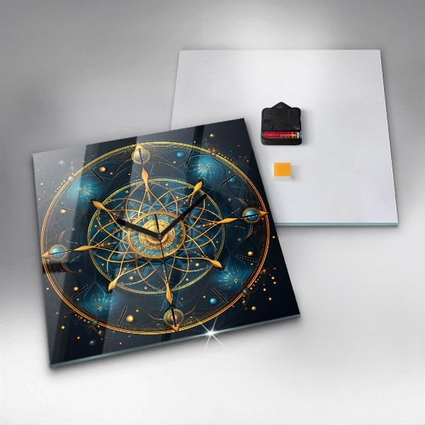Square glass wall clock Horoscope clock