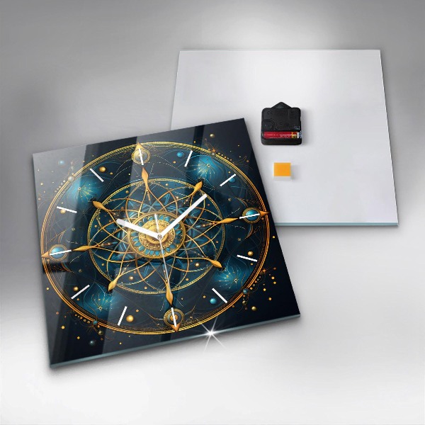Square glass wall clock Horoscope clock