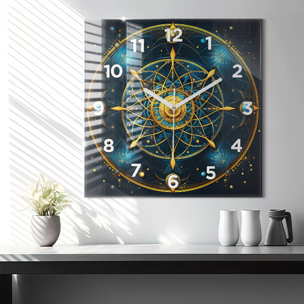 Square glass wall clock Horoscope clock