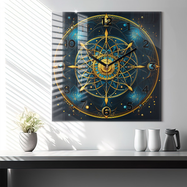 Square glass wall clock Horoscope clock