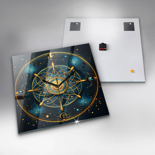 Square glass wall clock Horoscope clock