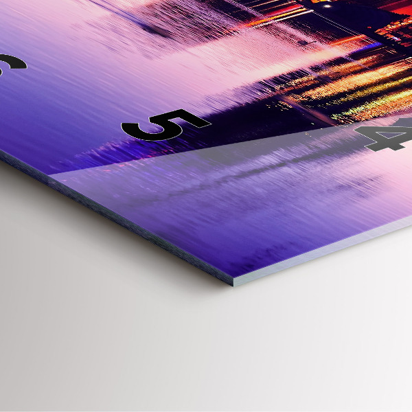 Square glass wall clock Evening panorama of the city