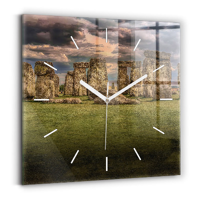 Square glass wall clock Stonehenge Nimbostratus