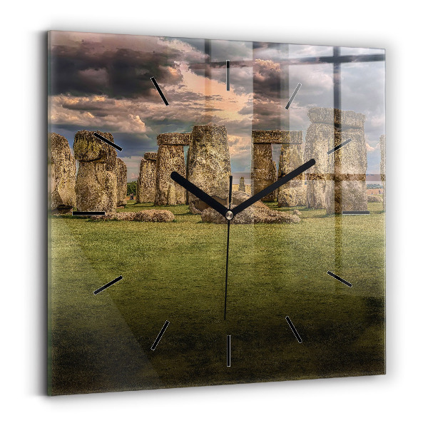 Square glass wall clock Stonehenge Nimbostratus