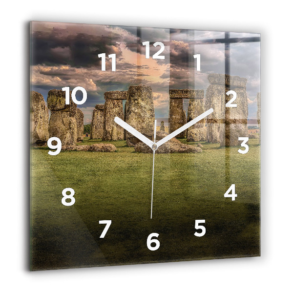 Square glass wall clock Stonehenge Nimbostratus