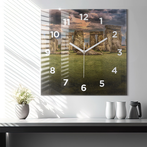Square glass wall clock Stonehenge Nimbostratus