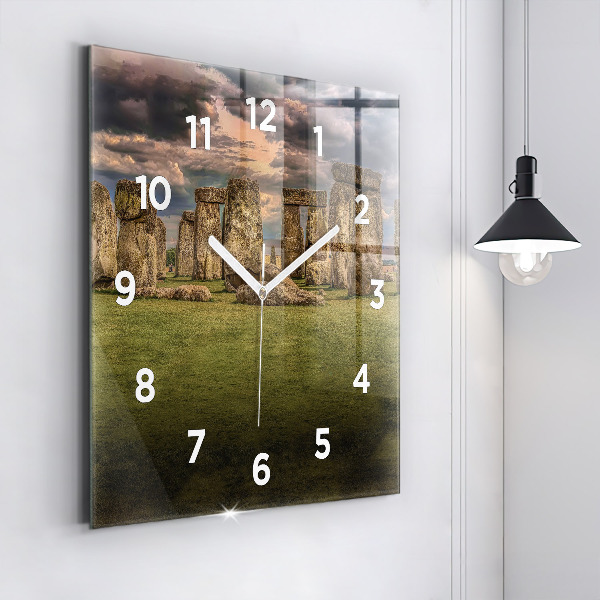 Square glass wall clock Stonehenge Nimbostratus