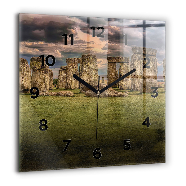 Square glass wall clock Stonehenge Nimbostratus