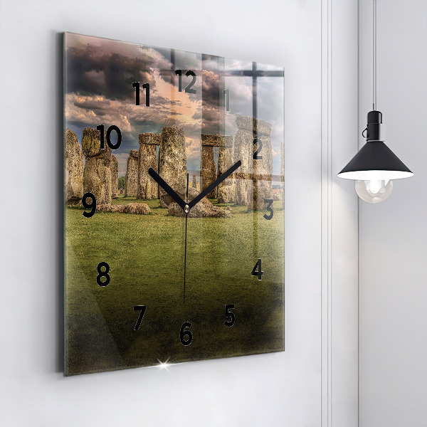 Square glass wall clock Stonehenge Nimbostratus