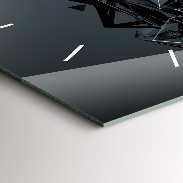 Square glass wall clock Black abstraction