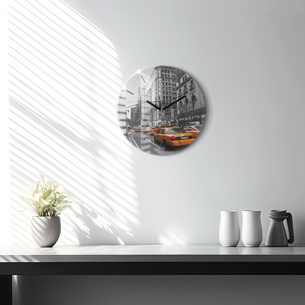 Round glass clock Manhattan and Taxis