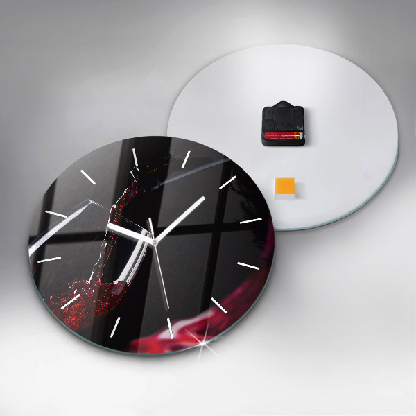 Round glass clock Red wine