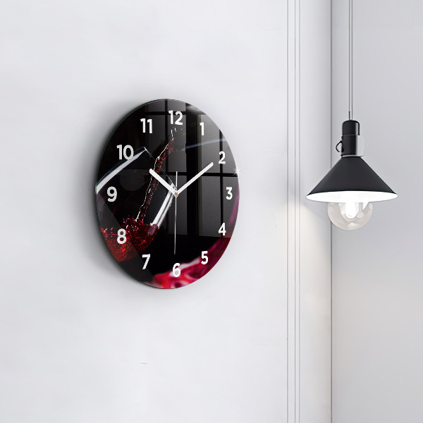 Round glass clock Red wine