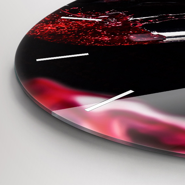 Round glass clock Red wine