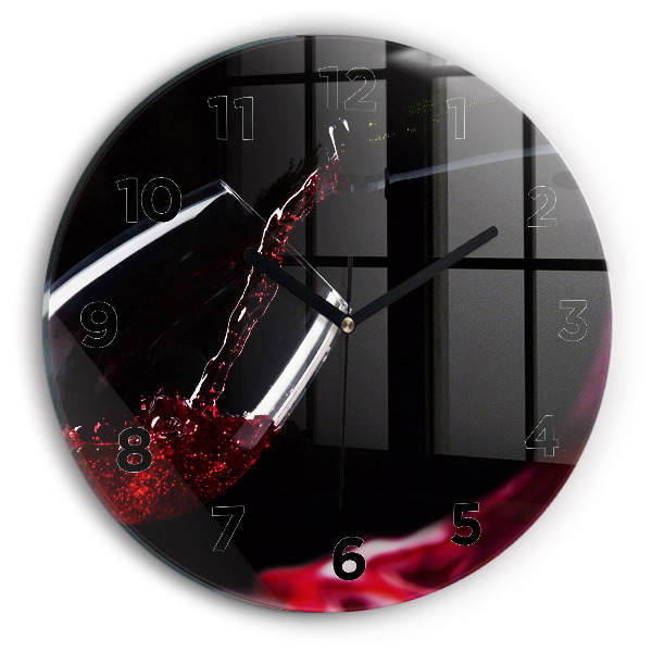 Round glass clock Red wine
