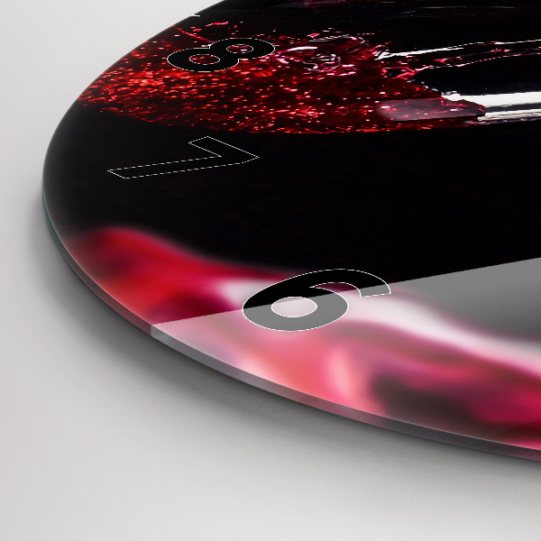 Round glass clock Red wine