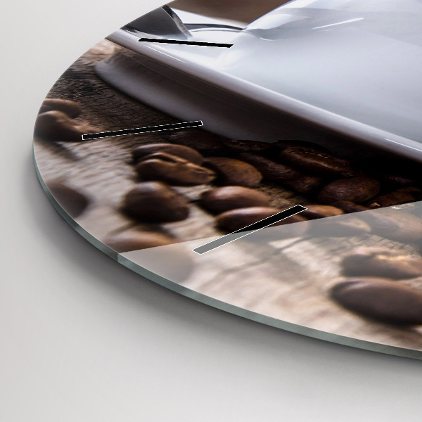 Round glass clock A cup of coffee