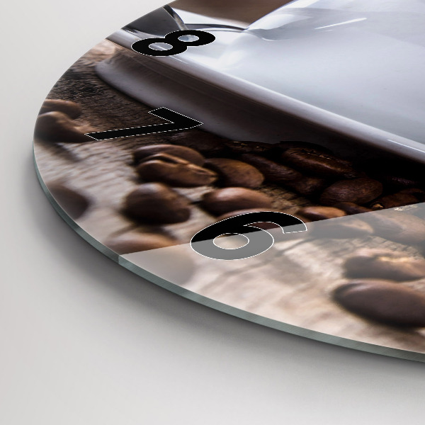 Round glass clock A cup of coffee