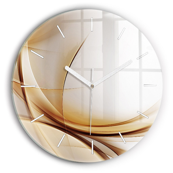 Round glass clock Golden abstraction