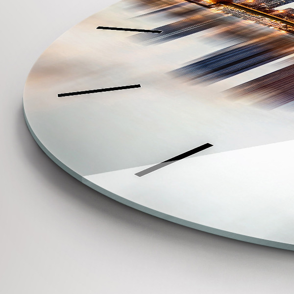 Round glass clock Panorama with the Eiffel Tower