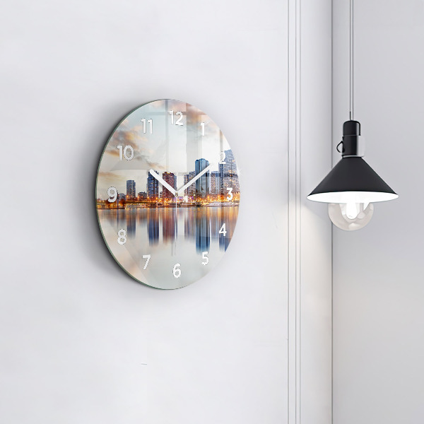 Round glass clock Panorama with the Eiffel Tower