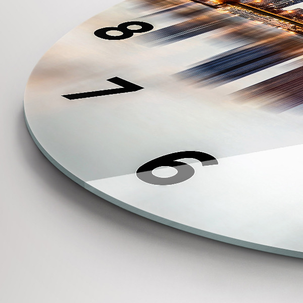 Round glass clock Panorama with the Eiffel Tower