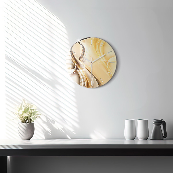 Round glass clock Abstraction waves