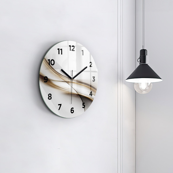 Round glass clock Abstract lines