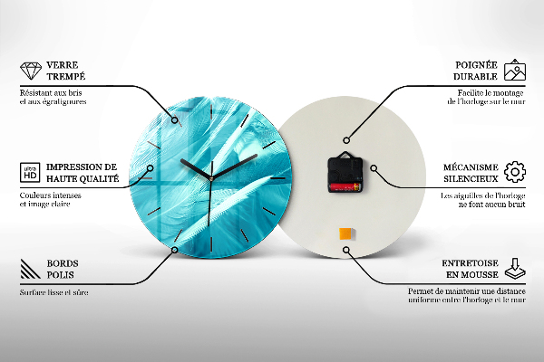 Round glass clock Painted Birds