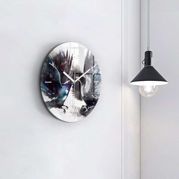 Round glass clock Painted Birds