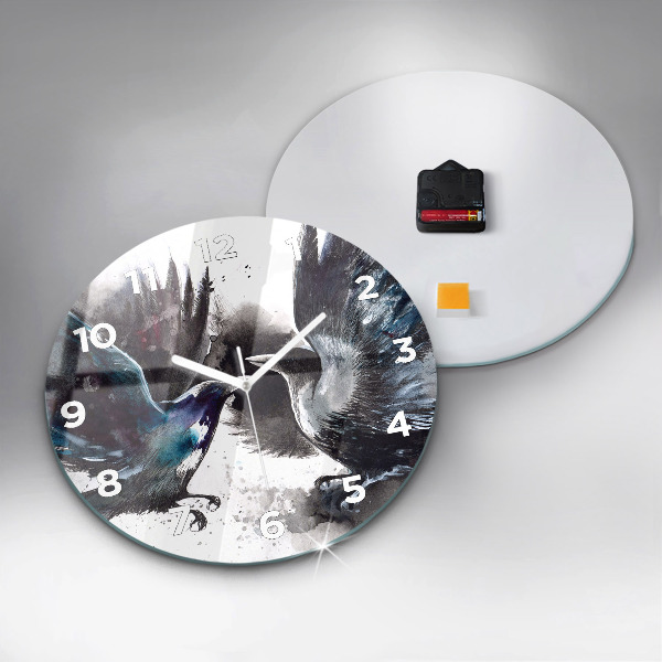 Round glass clock Painted Birds