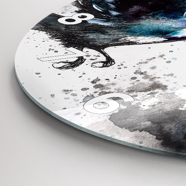 Round glass clock Painted Birds