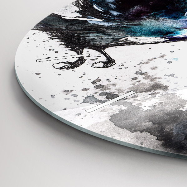 Round glass clock Painted Birds