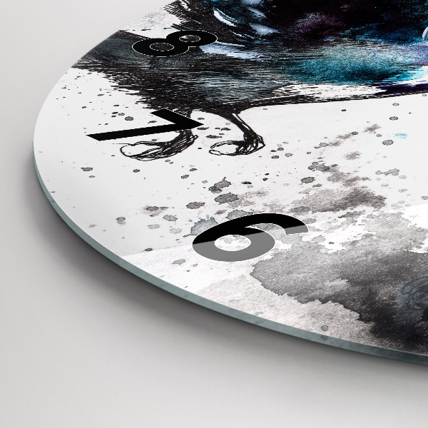 Round glass clock Painted Birds