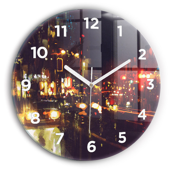Round glass clock Painted city