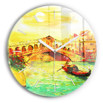 Round glass clock Venice Rialto Bridge