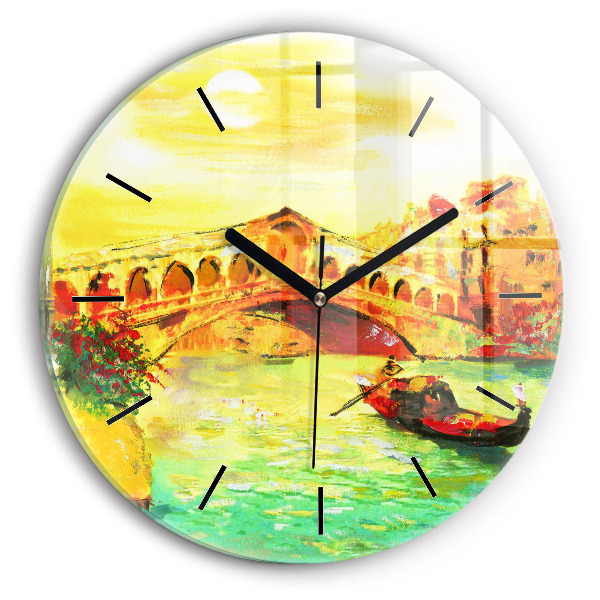 Round glass clock Venice Rialto Bridge