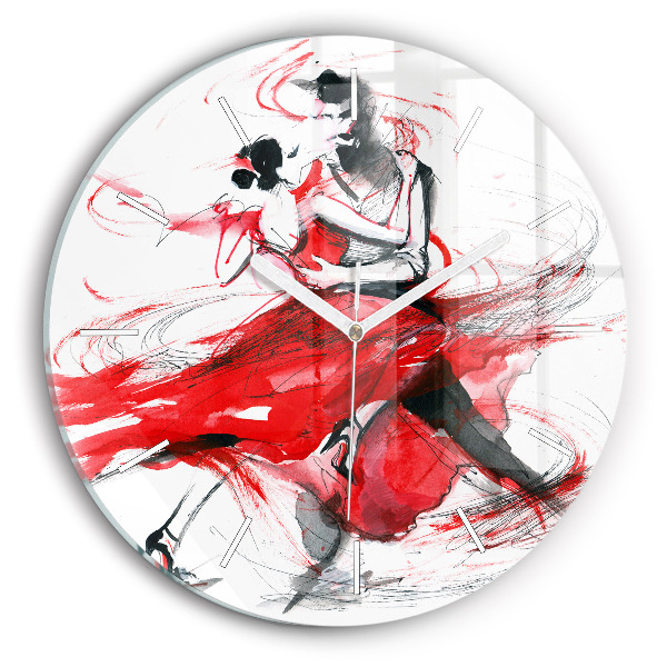 Round glass clock Dancing couple
