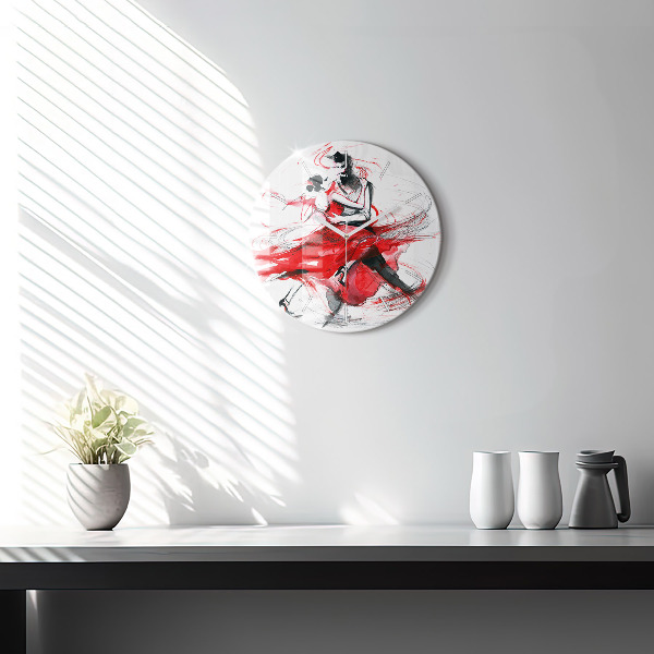 Round glass clock Dancing couple