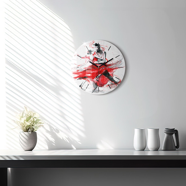 Round glass clock Dancing couple