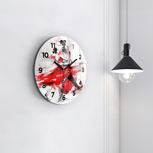 Round glass clock Dancing couple