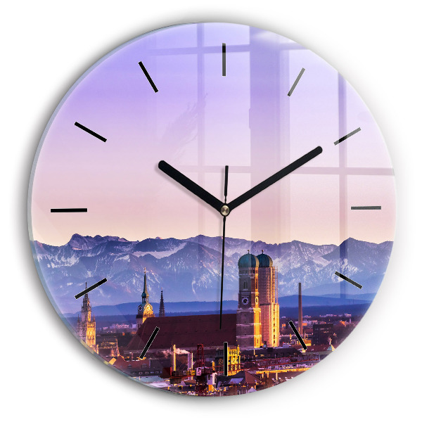 Round glass clock German Alps Munich