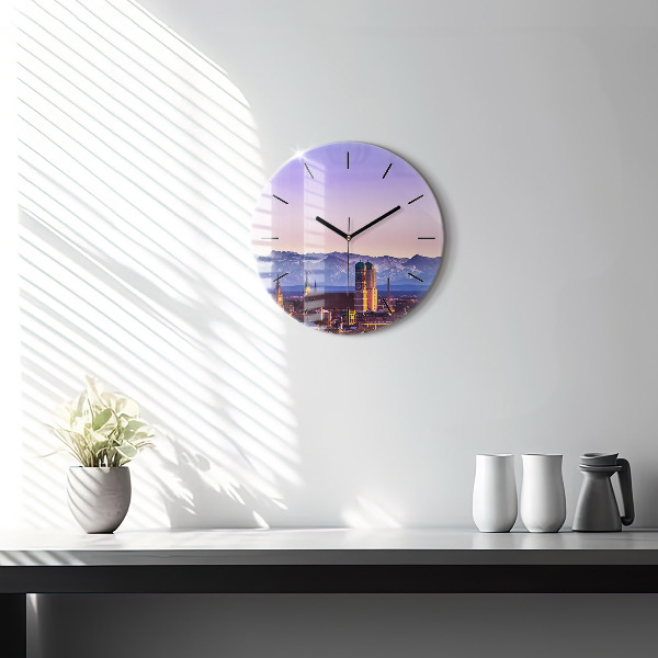 Round glass clock German Alps Munich