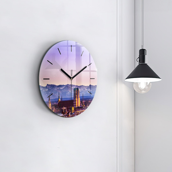 Round glass clock German Alps Munich