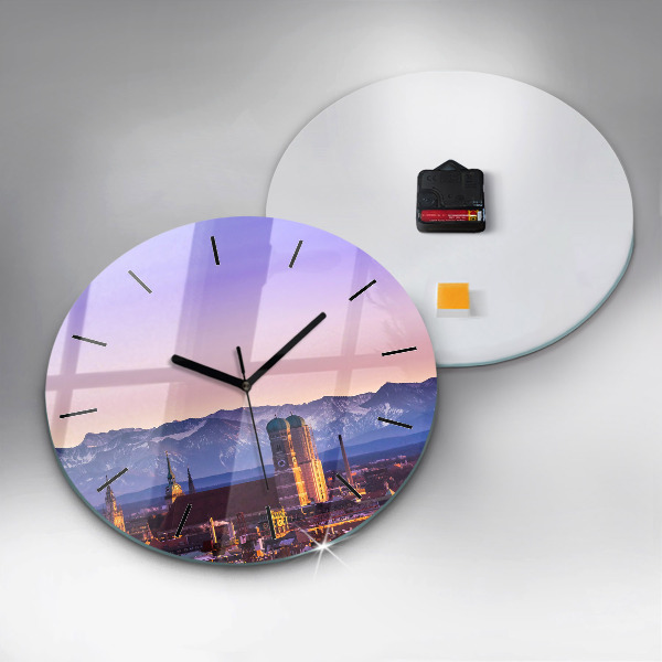 Round glass clock German Alps Munich