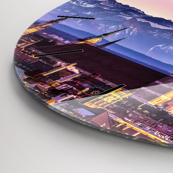 Round glass clock German Alps Munich