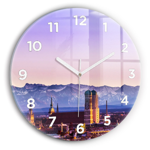 Round glass clock German Alps Munich